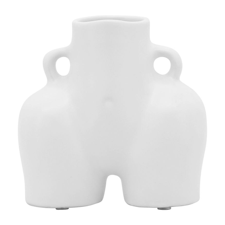 Sagebrook 6" Ceramic Half Body Vase - White