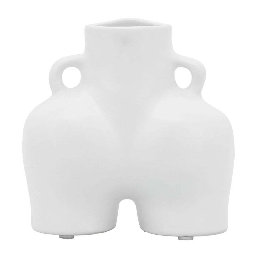 Sagebrook 6" Ceramic Half Body Vase - White