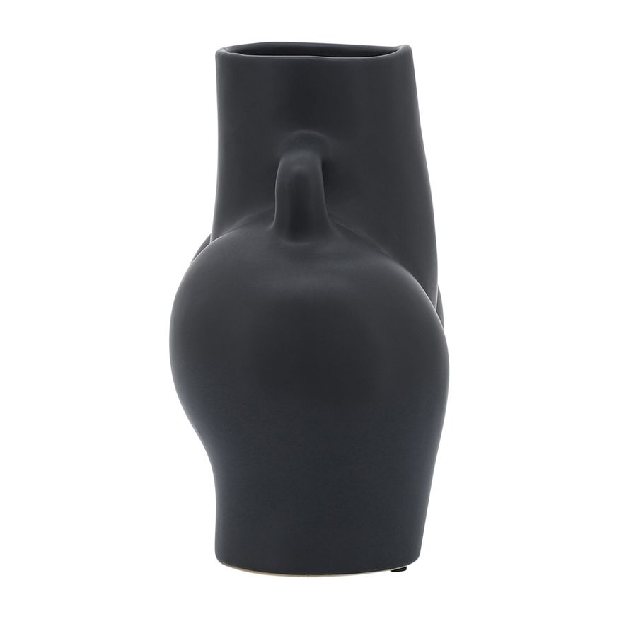 Sagebrook 7" Ceramic Half Body Vase - Black