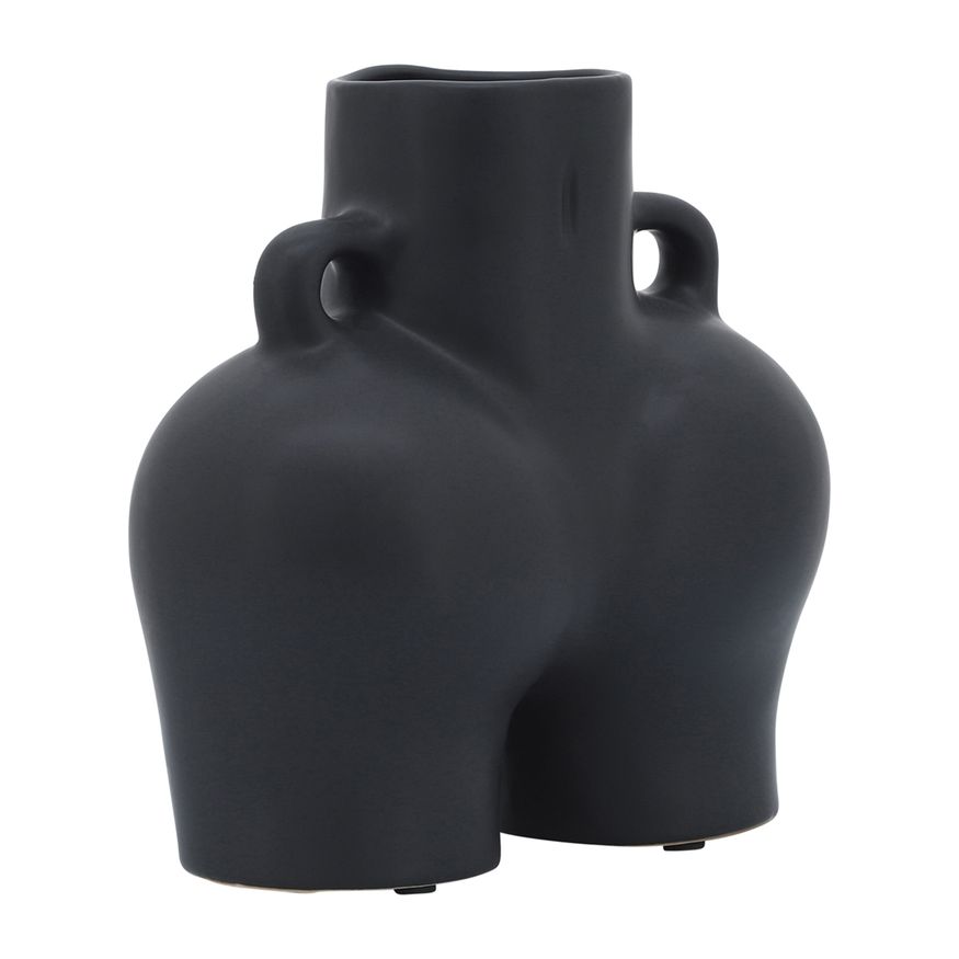 Sagebrook 7" Ceramic Half Body Vase - Black