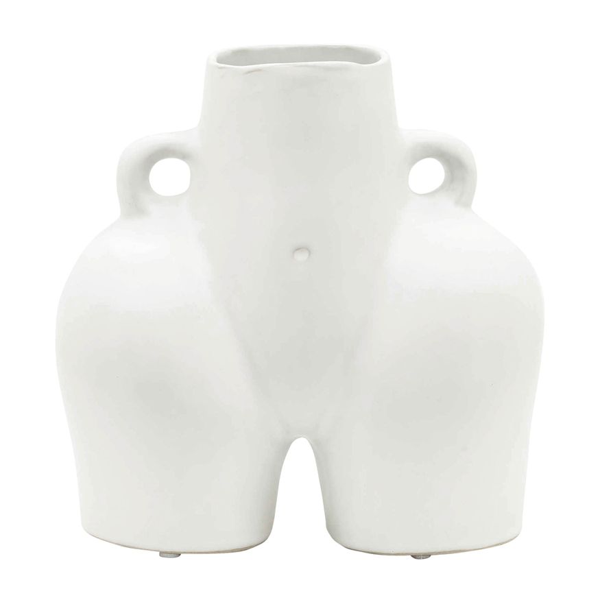 Sagebrook 7" Ceramic Half Body Vase - White