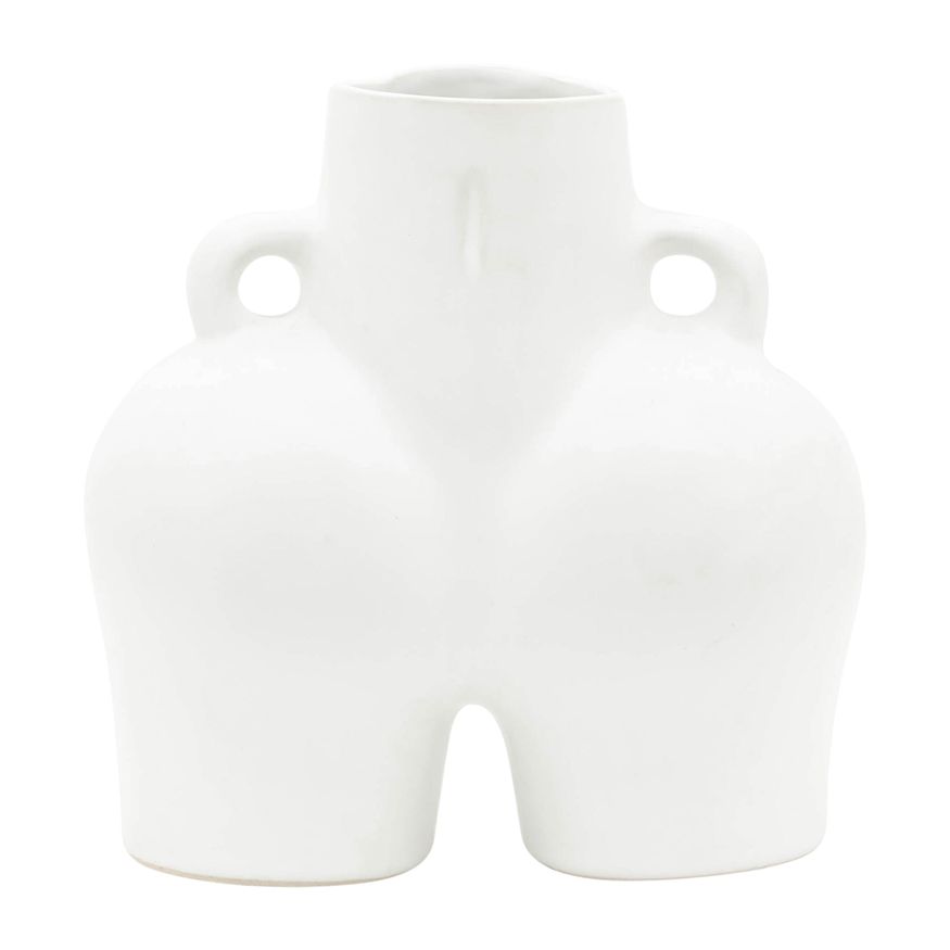 Sagebrook 7" Ceramic Half Body Vase - White