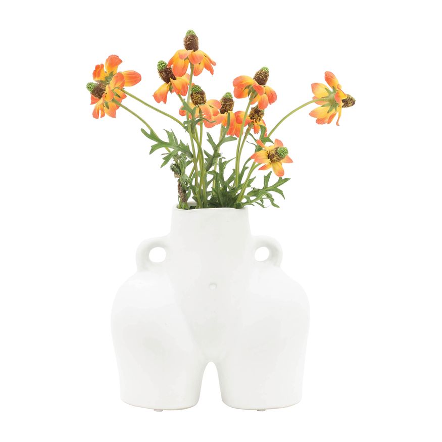 Sagebrook 7" Ceramic Half Body Vase - White