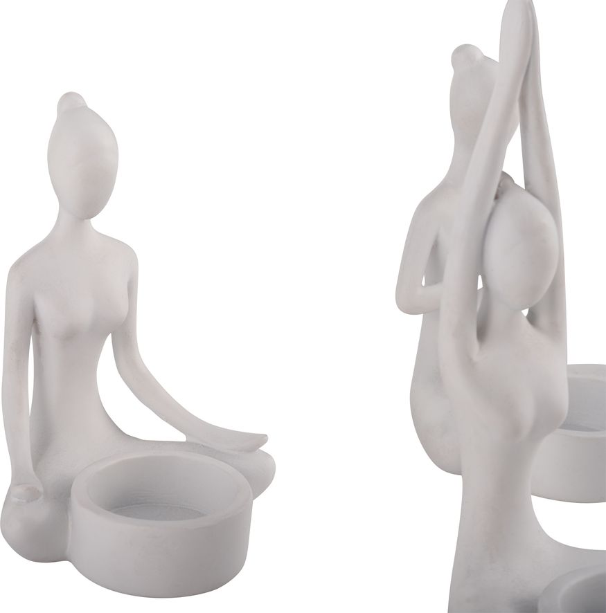 Sagebrook 7" Resin Yoga Women Tealight Holders (Set of 3) - White