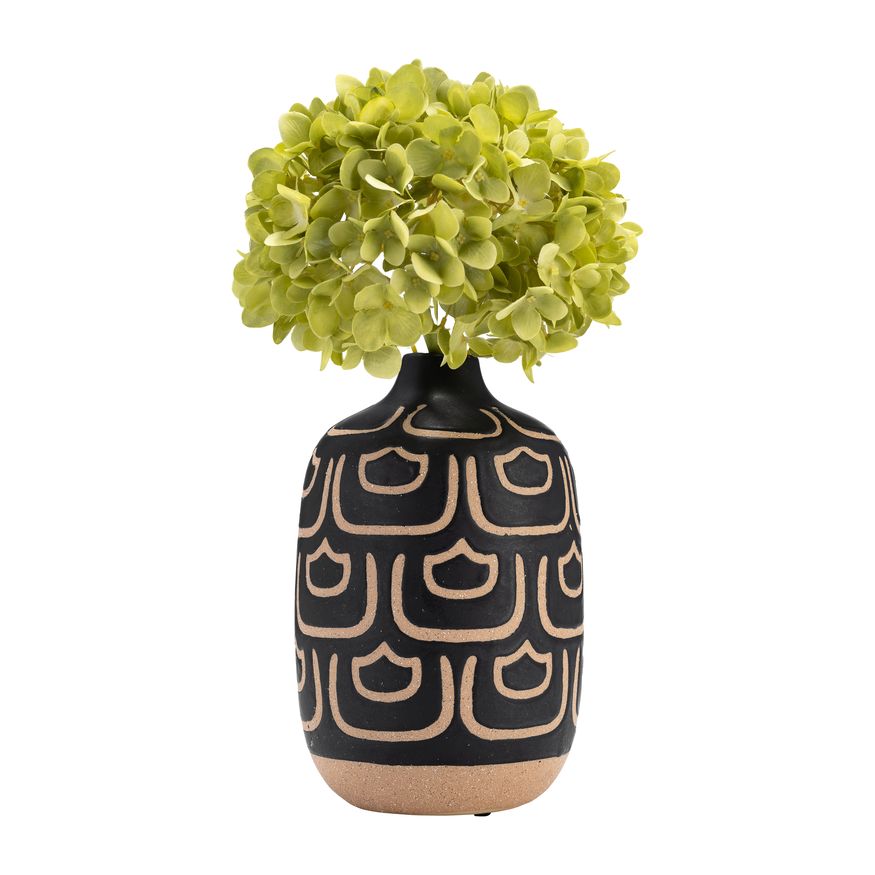 Sagebrook 10" Ceramic Decorative Vase - Black/Tan