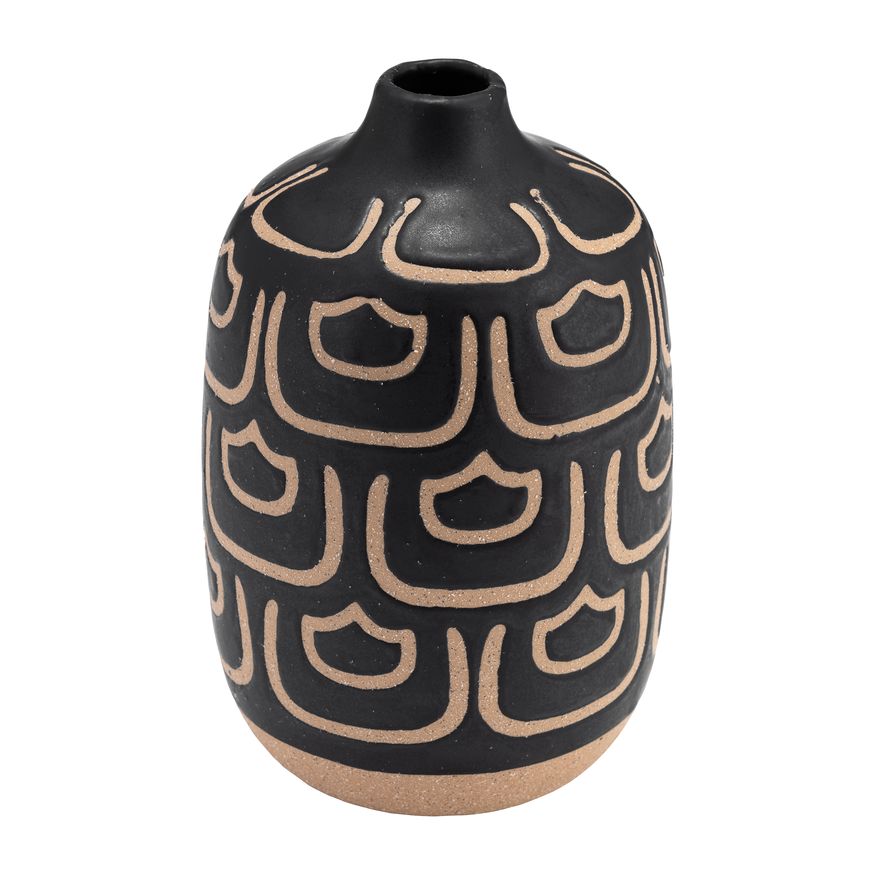 Sagebrook 10" Ceramic Decorative Vase - Black/Tan