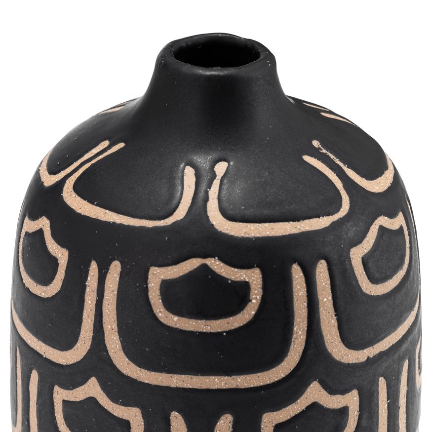 Sagebrook 10" Ceramic Decorative Vase - Black/Tan