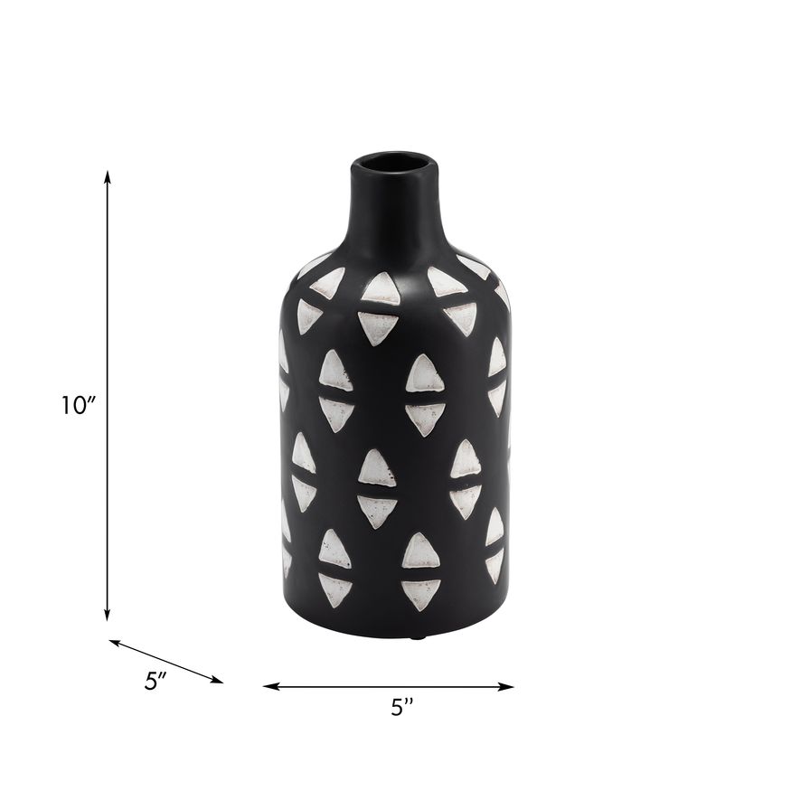 Sagebrook - 10" Ceramic Decorative Vase in Black/White