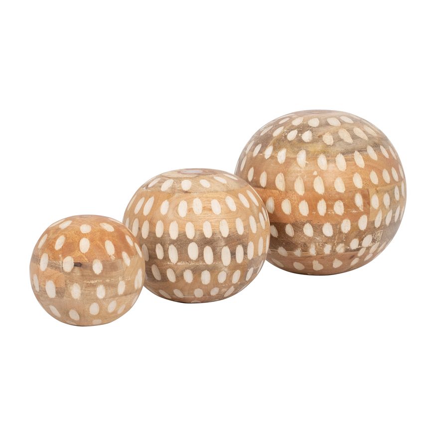 Sagebrook - 8"/6"/5" Mango Wood Decorative Ball (Set Of 3) in Natural