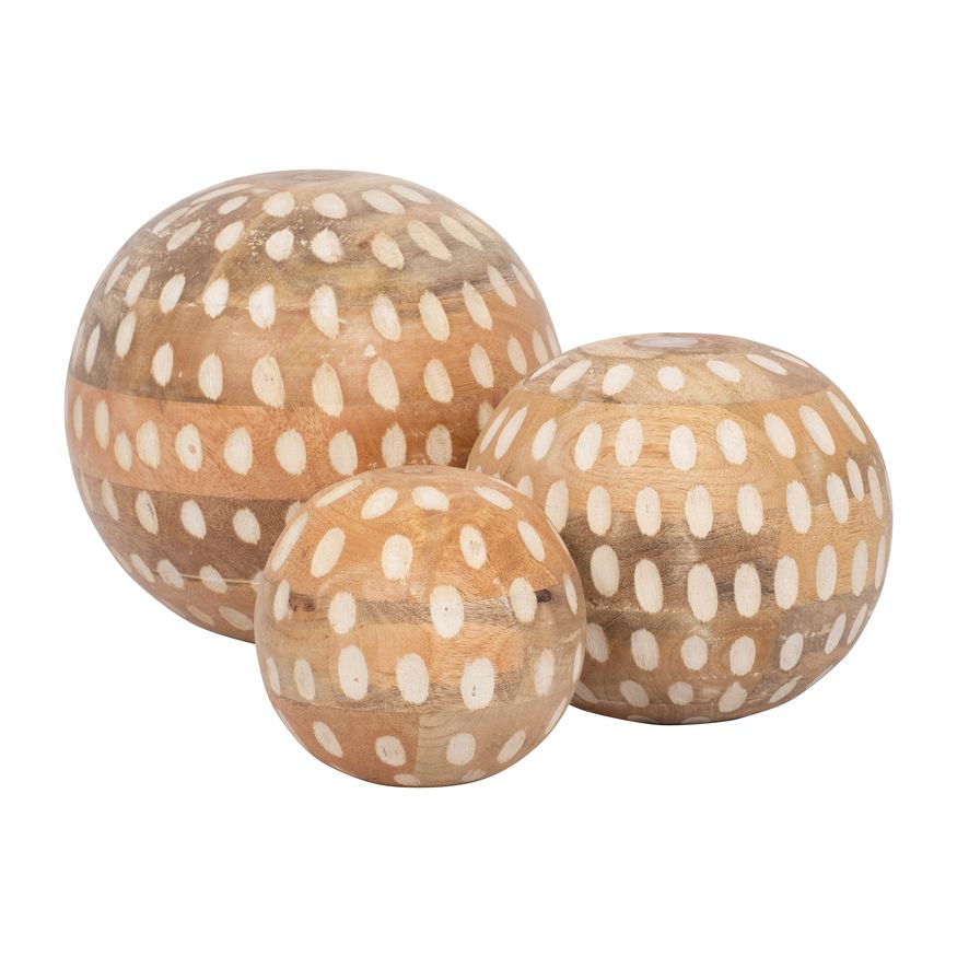 Sagebrook - 8"/6"/5" Mango Wood Decorative Ball (Set Of 3) in Natural