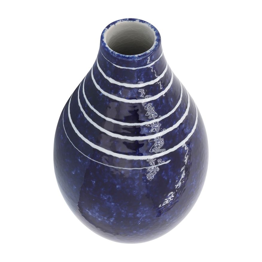 Sagebrook 10" Ceramic Primeval Vase - Blue