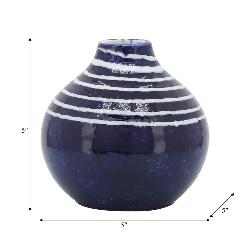 Sagebrook 5" Ceramic Primeval Vase - Blue