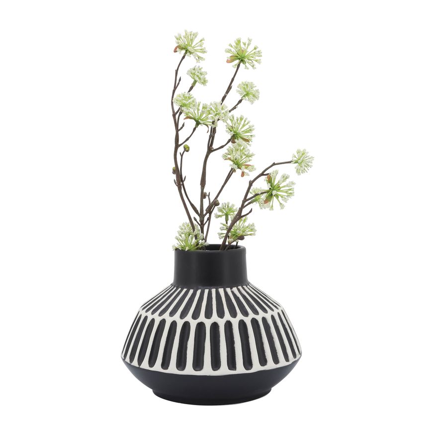 Sagebrook 6" Ceramic Tribal Vase - Black