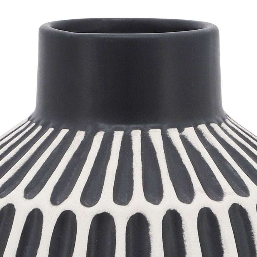 Sagebrook 6" Ceramic Tribal Vase - Black