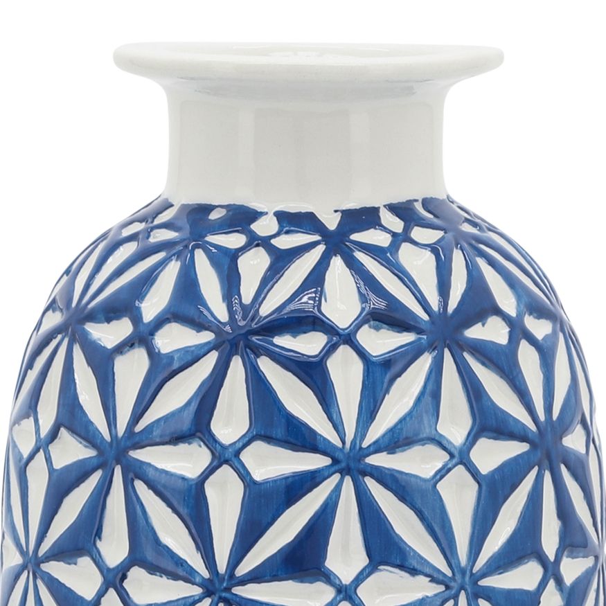 Sagebrook 8" Ceramic Daisy Vase - Blue