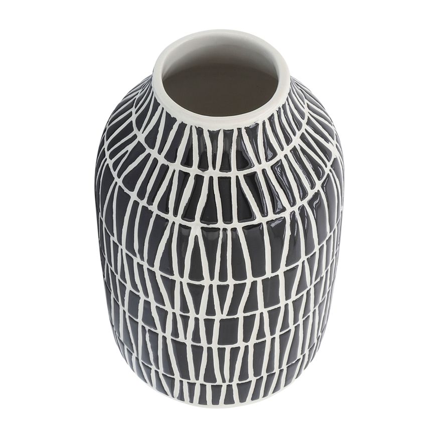 Sagebrook 7" Ceramic Tribal Vase - Black