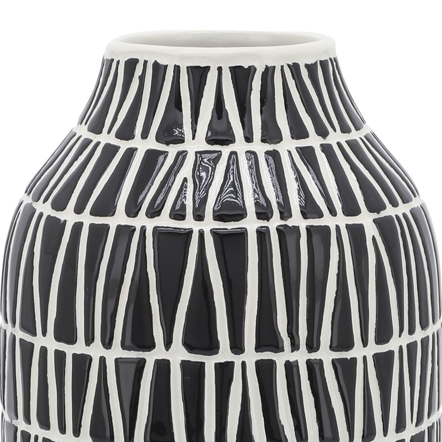 Sagebrook 7" Ceramic Tribal Vase - Black