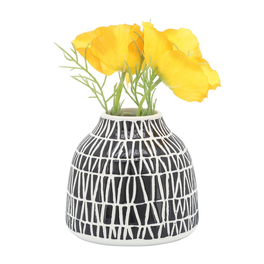 Sagebrook 5" Ceramic Tribal Vase - Black