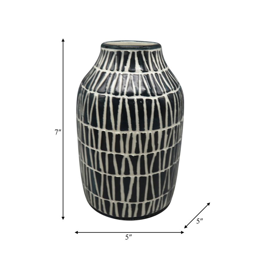 Sagebrook 7" Ceramic Tribal Vase - Blue