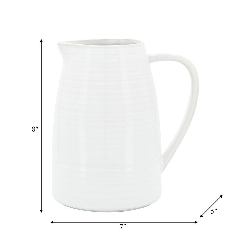 Sagebrook - 8" Ceramic Pitcher in White