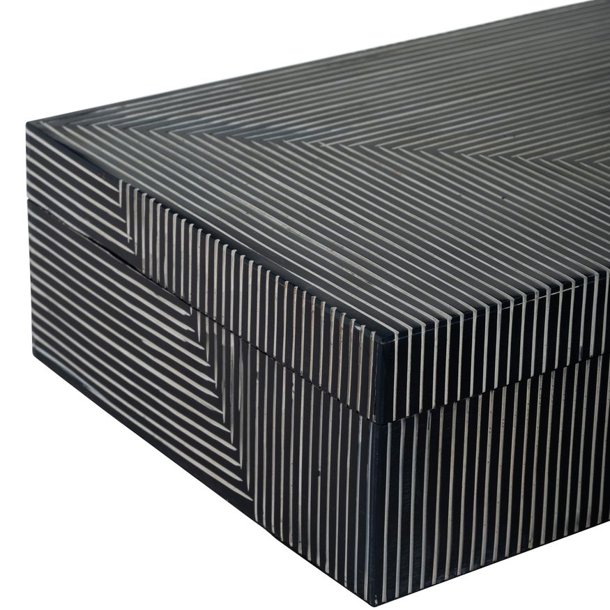 Sagebrook - 10"/12" Resin Pinstripe Boxes (Set Of 2) in Navy