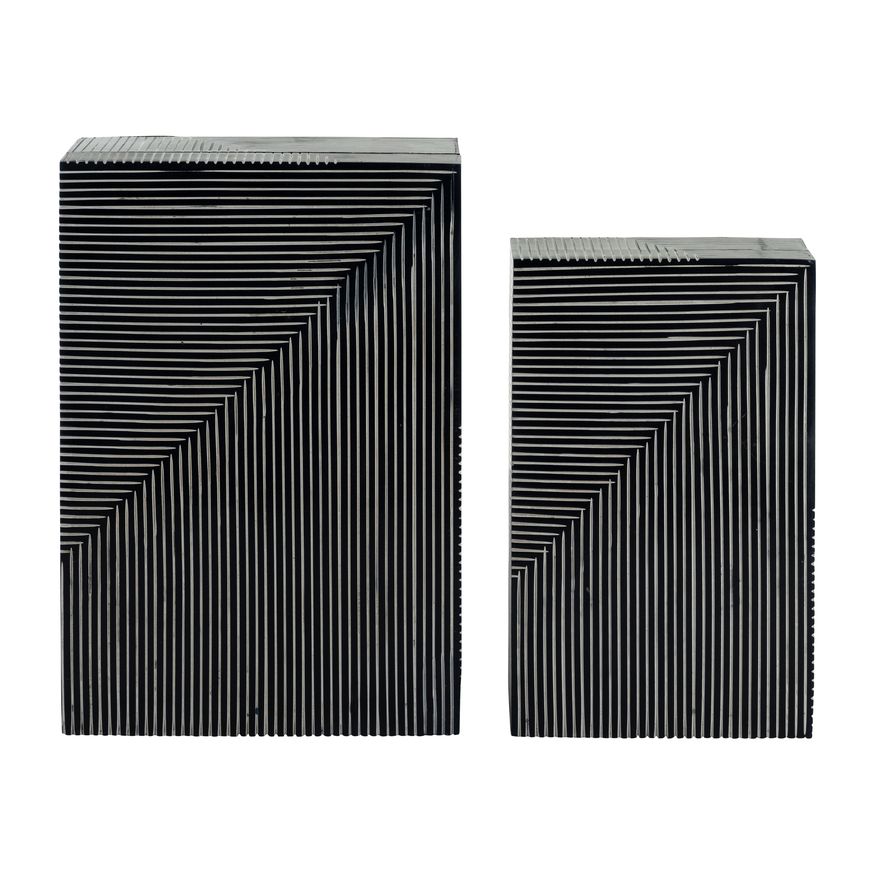 Sagebrook - 10"/12" Resin Pinstripe Boxes (Set Of 2) in Navy