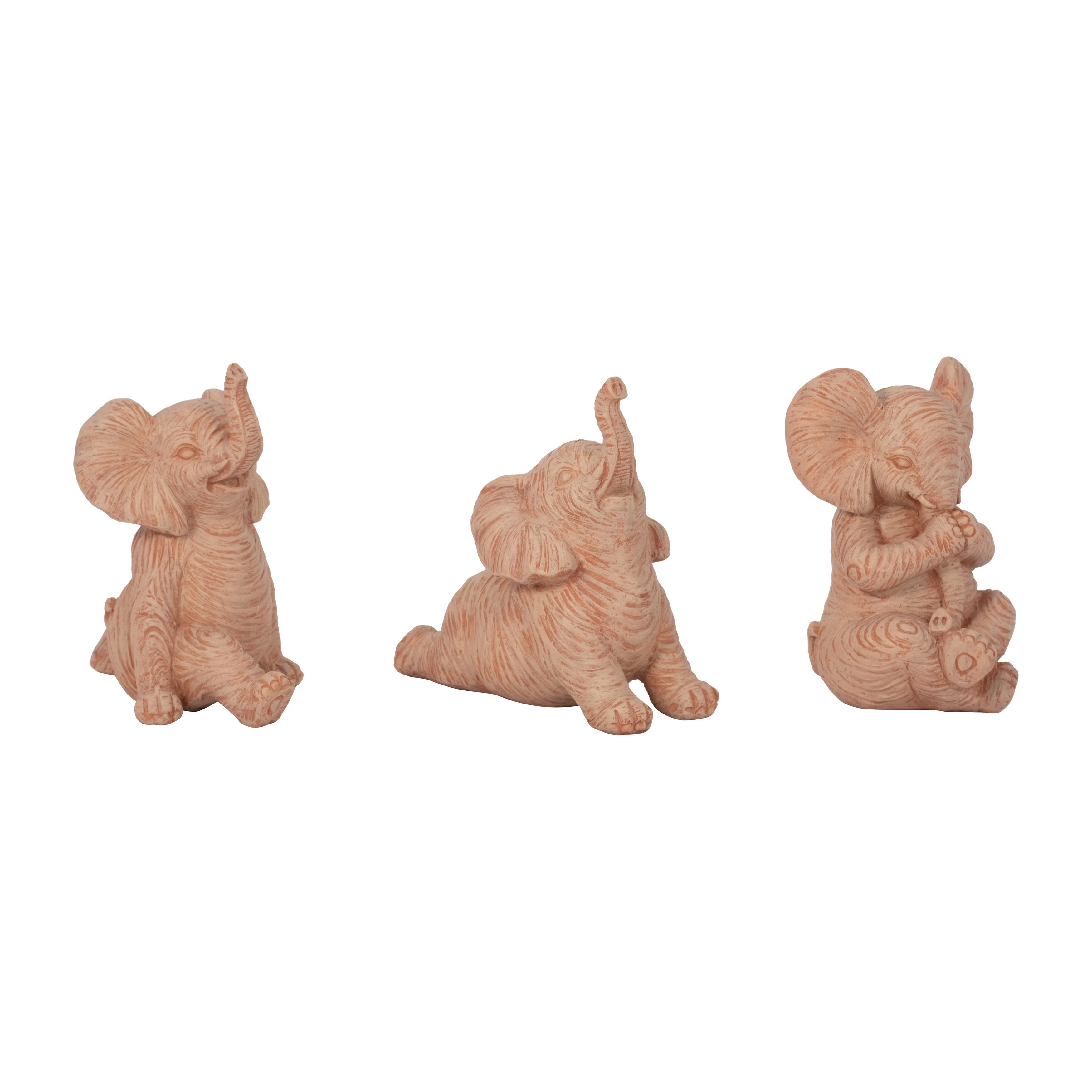 Sagebrook 6" Resin Stone Look Yoga Elephant (Set Of 3) - Natural