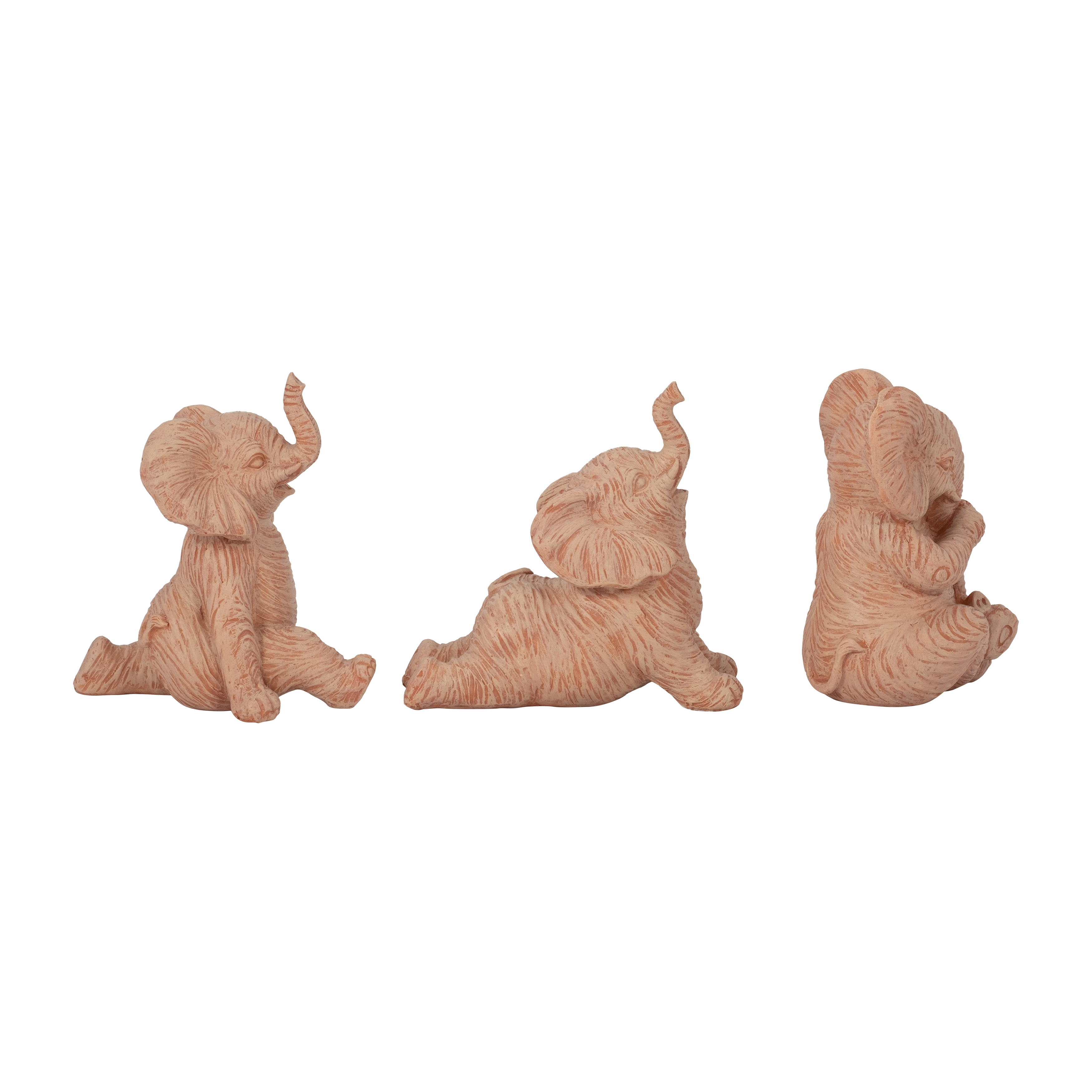 Sagebrook 6" Resin Stone Look Yoga Elephant (Set Of 3) - Natural