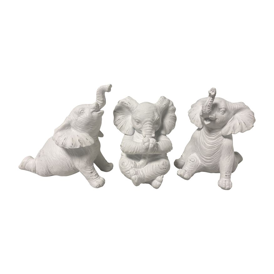 Sagebrook 6" Resin Stone Look Yoga Elephant (Set Of 3)