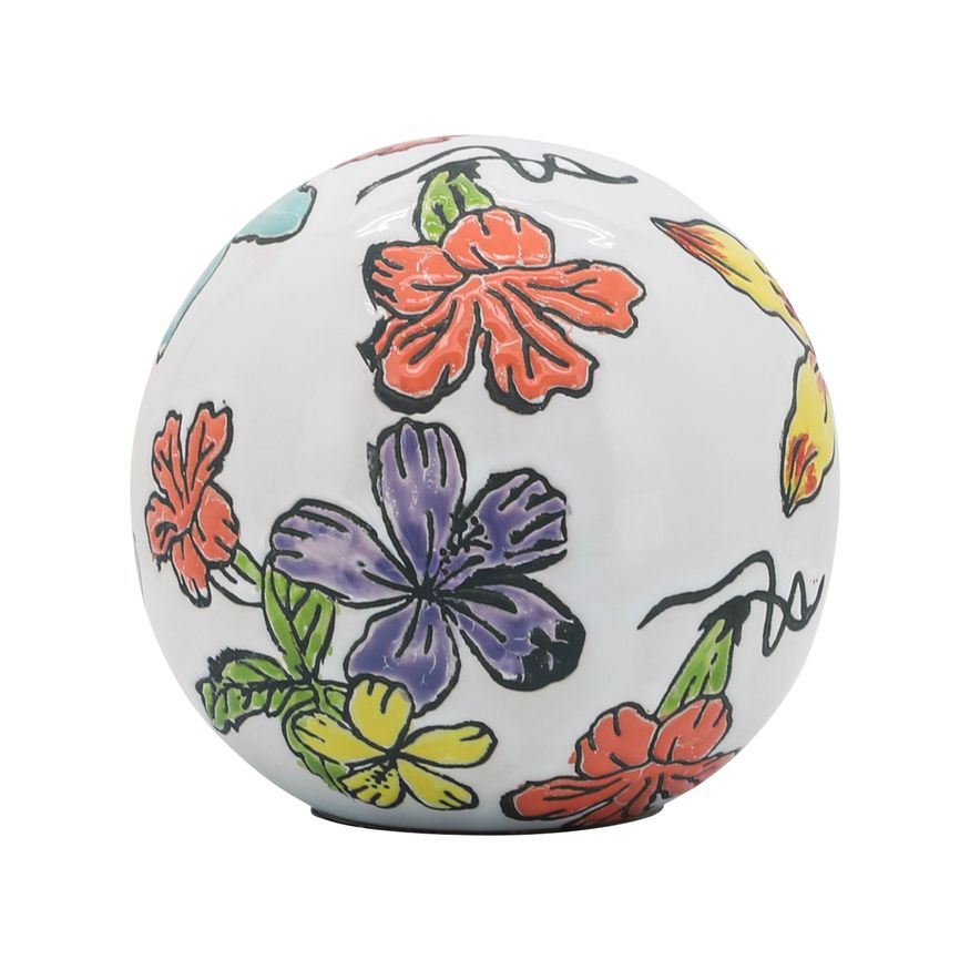 Sagebrook - 4"/5"/6" Ceramic Floral Orb (Set Of 3) in Multi