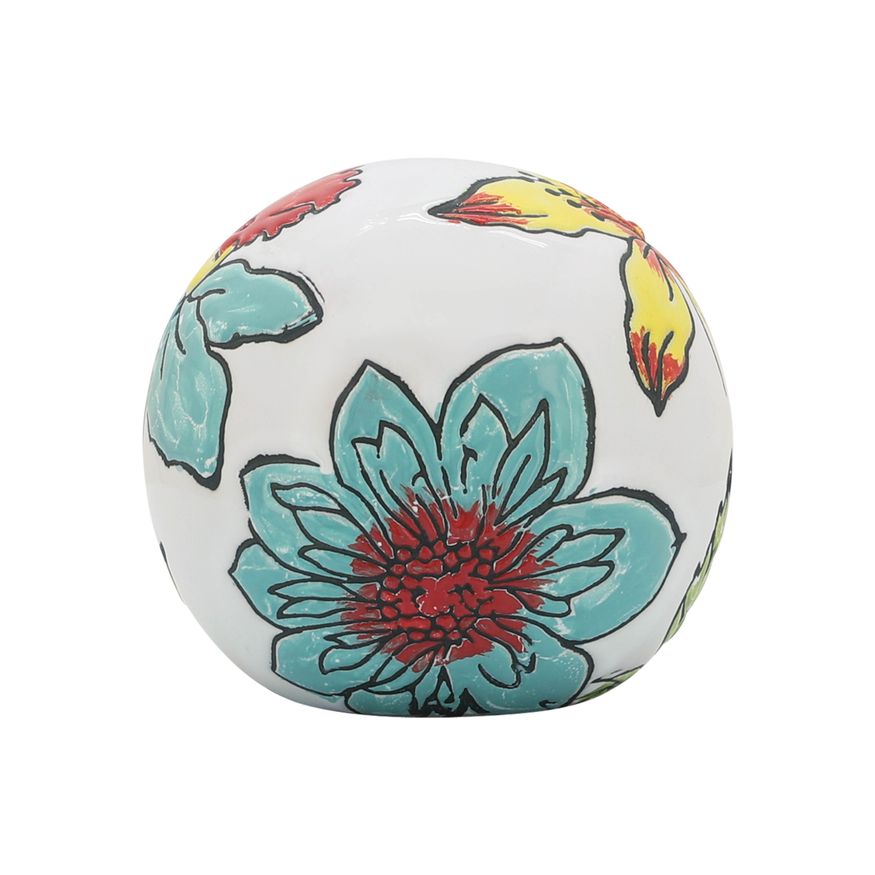 Sagebrook - 4"/5"/6" Ceramic Floral Orb (Set Of 3) in Multi