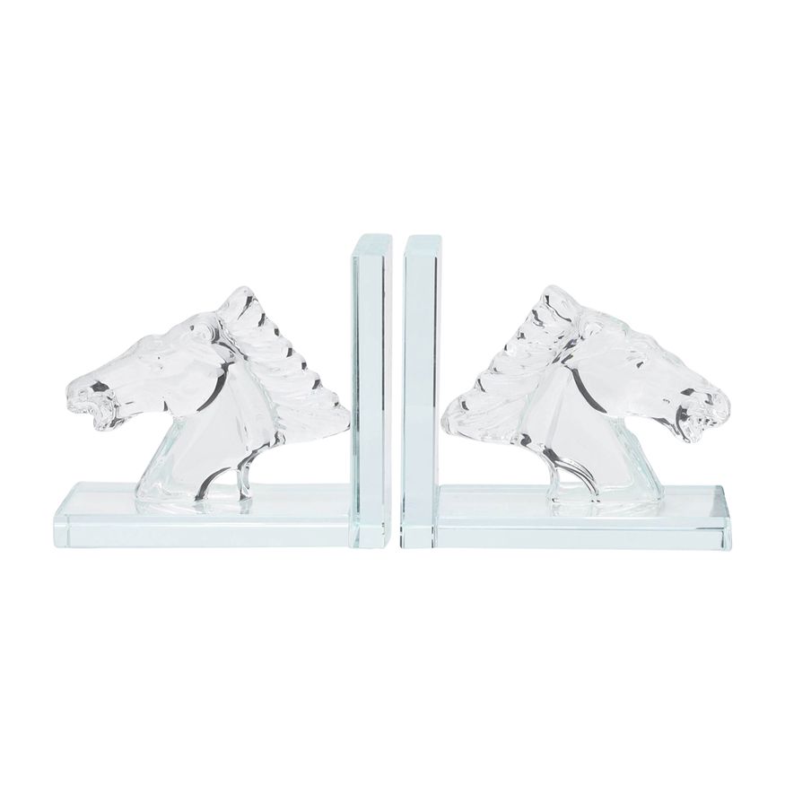 Sagebrook 5" Crystal Horse Bookends (Set Of 2)