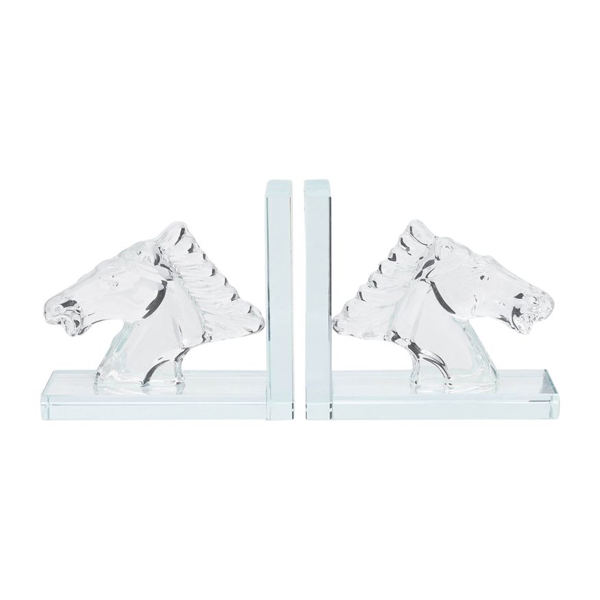 Sagebrook 5" Crystal Horse Bookends (Set Of 2)