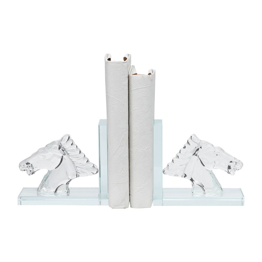 Sagebrook 5" Crystal Horse Bookends (Set Of 2)