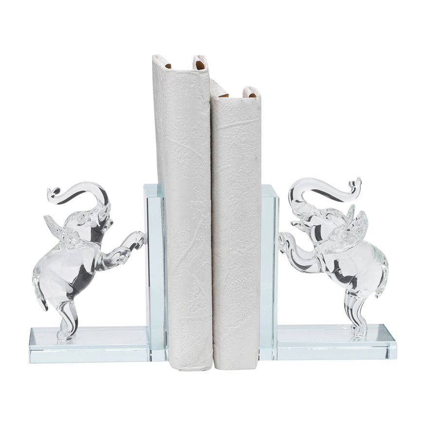 Sagebrook 5" Crystal Elephant Bookends (Set Of 2)