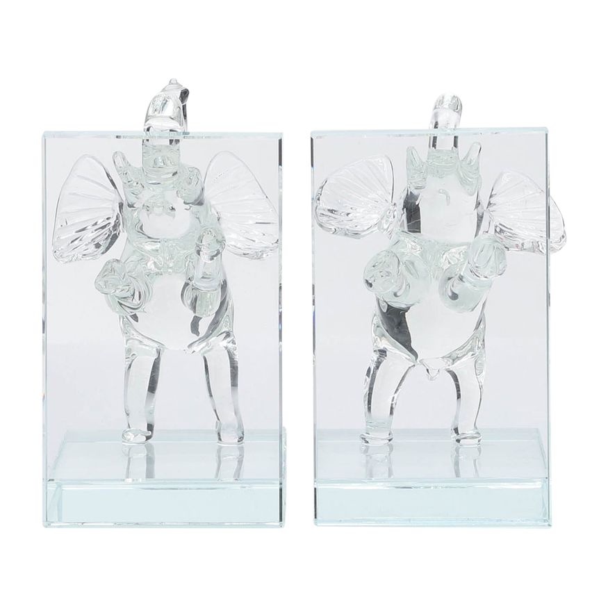 Sagebrook 5" Crystal Elephant Bookends (Set Of 2)