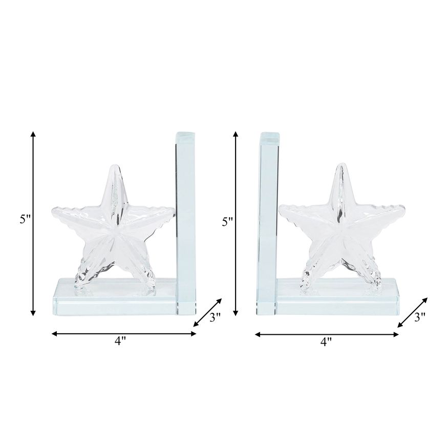 Sagebrook 5" Crystal Star Bookends (Set Of 2)