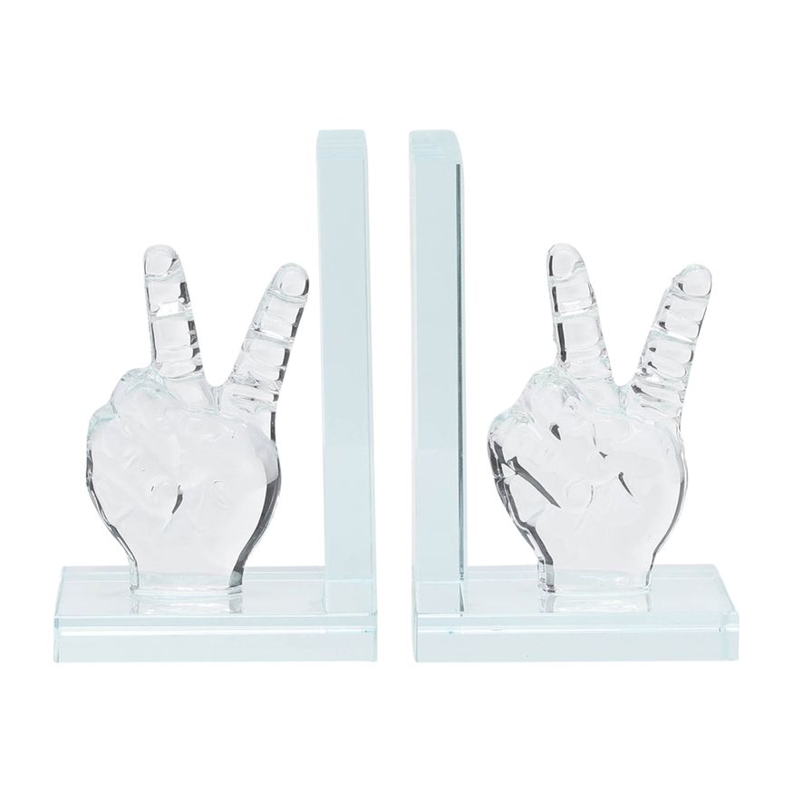 Sagebrook 6" Crystal Peace Sign Bookends (Set Of 2)