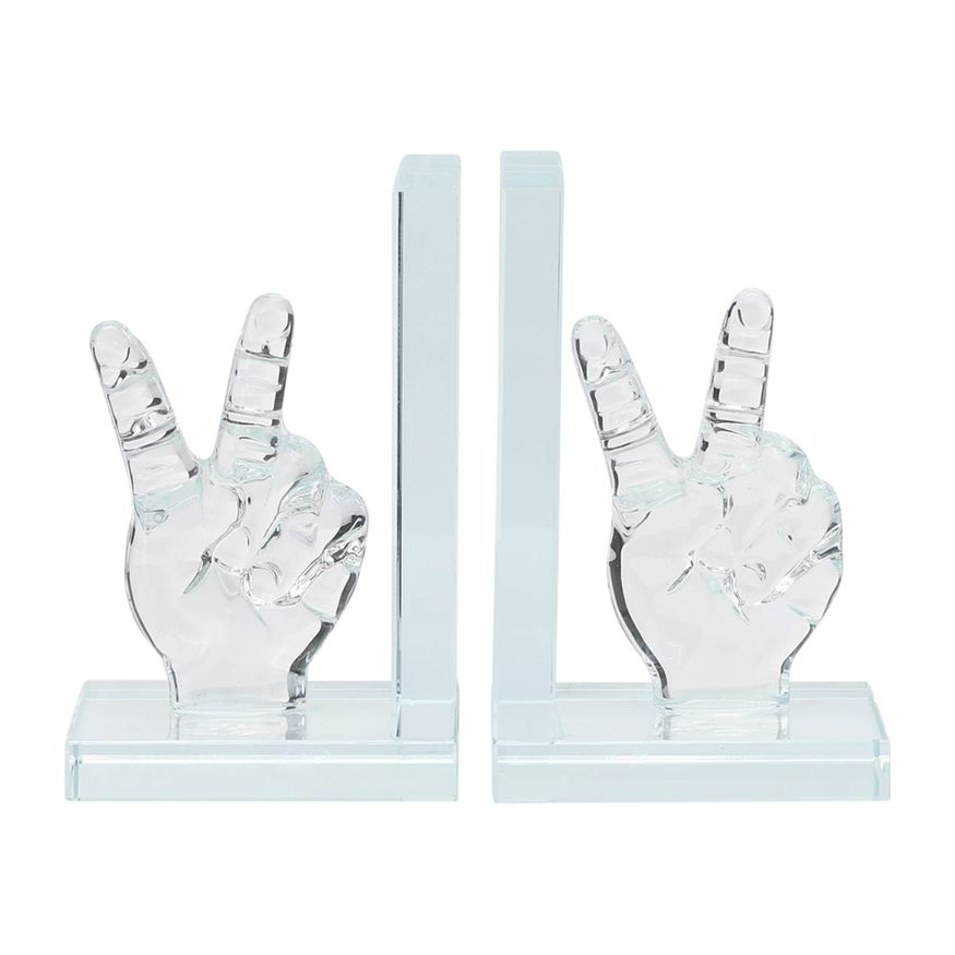 Sagebrook 6" Crystal Peace Sign Bookends (Set Of 2)