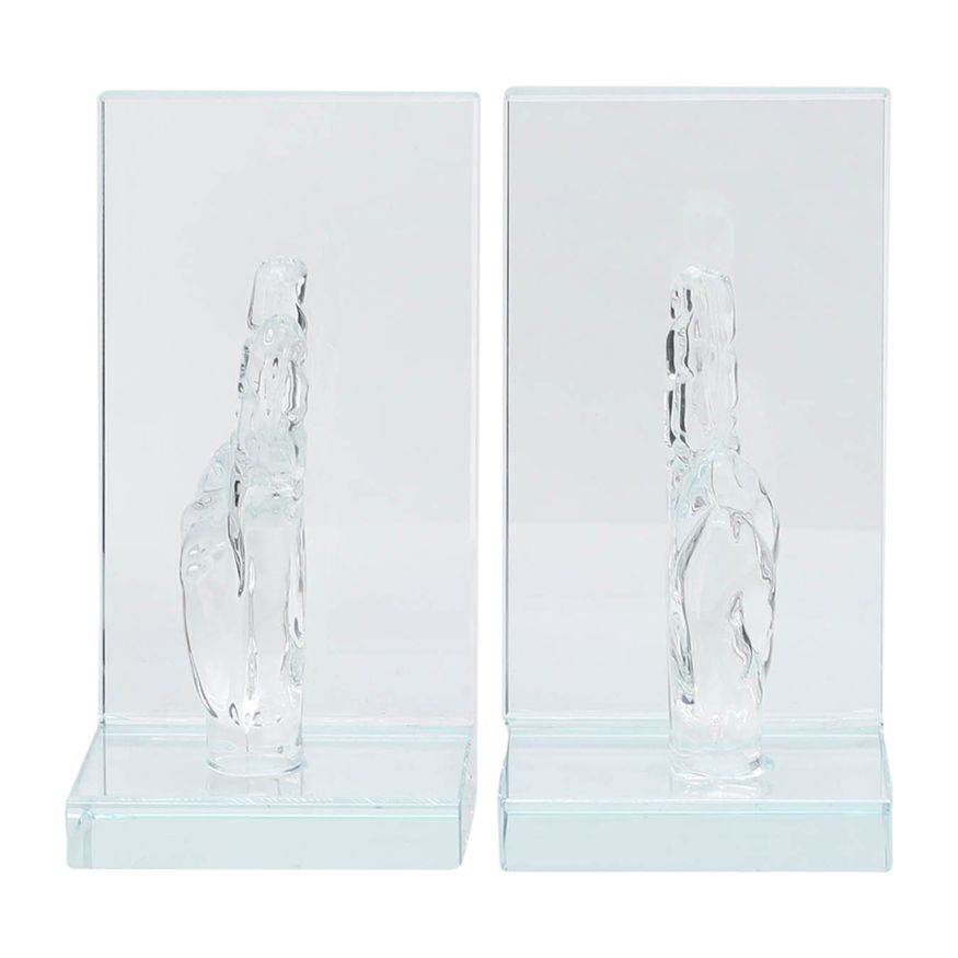 Sagebrook 6" Crystal Peace Sign Bookends (Set Of 2)