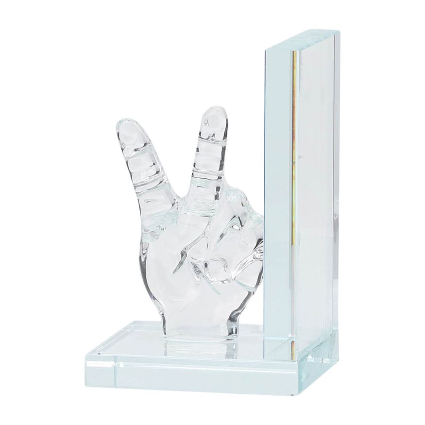 Sagebrook 6" Crystal Peace Sign Bookends (Set Of 2)