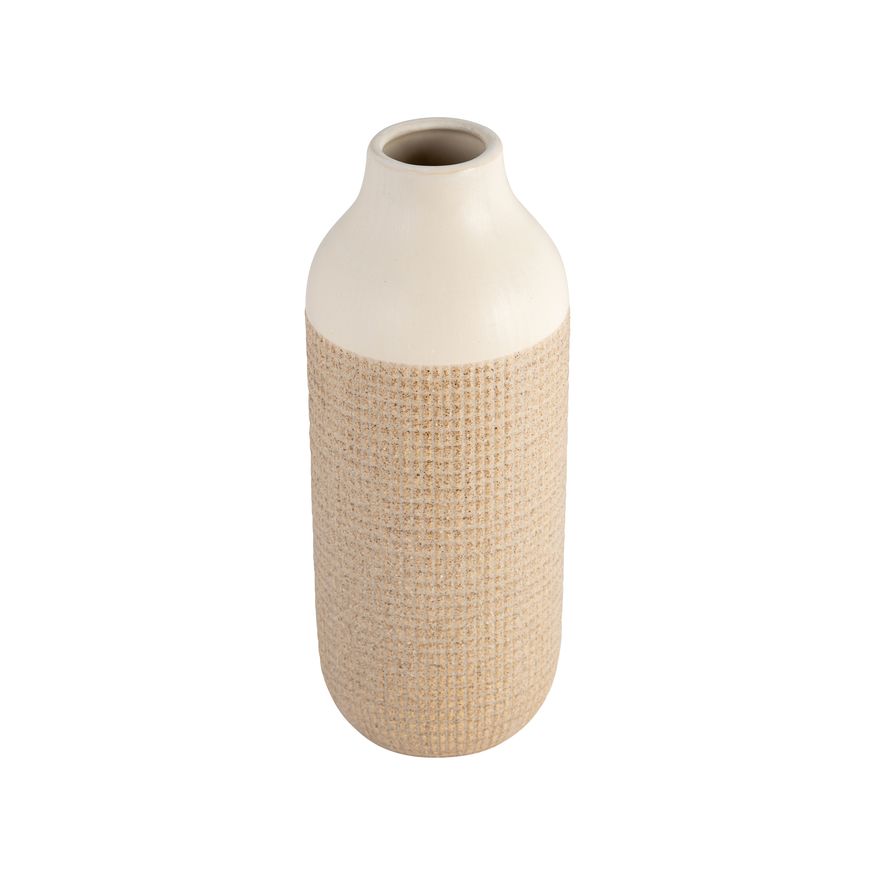 Sagebrook 12" Ceramic 2-Tone Vase - White/Tan