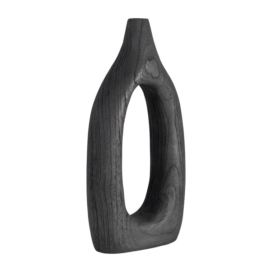 Sagebrook 14" Wood Cut-out Vase - Black