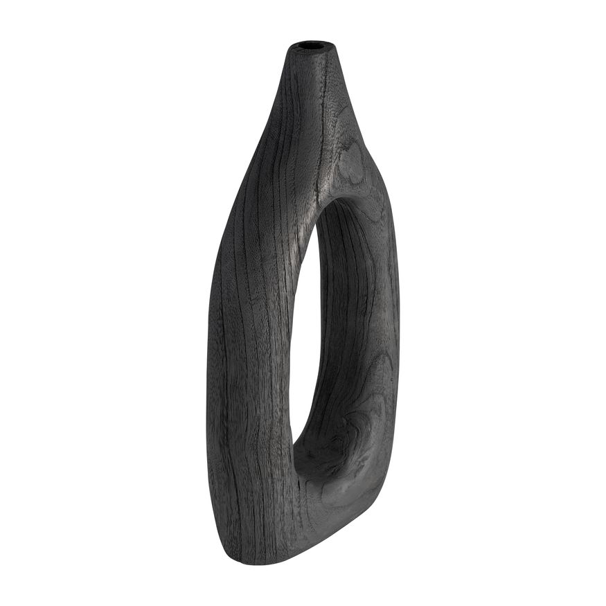 Sagebrook 14" Wood Cut-out Vase - Black