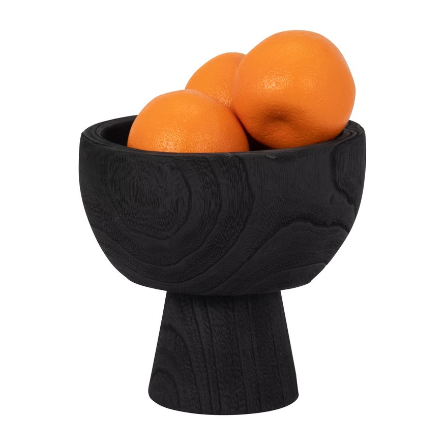 Sagebrook 8" Wood Bowl With Stand - Black