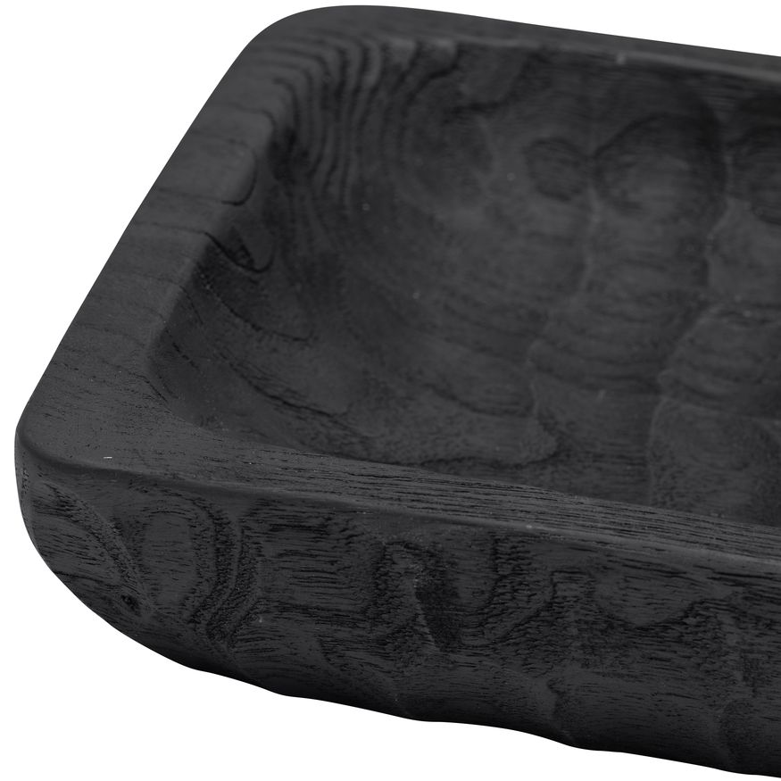 Sagebrook 16" Wood Rectangular Tray - Black