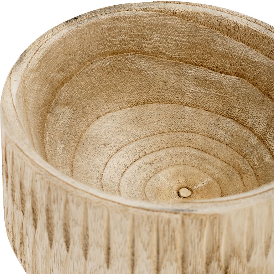 Sagebrook 8" Wood Ridged Bowl - Natural