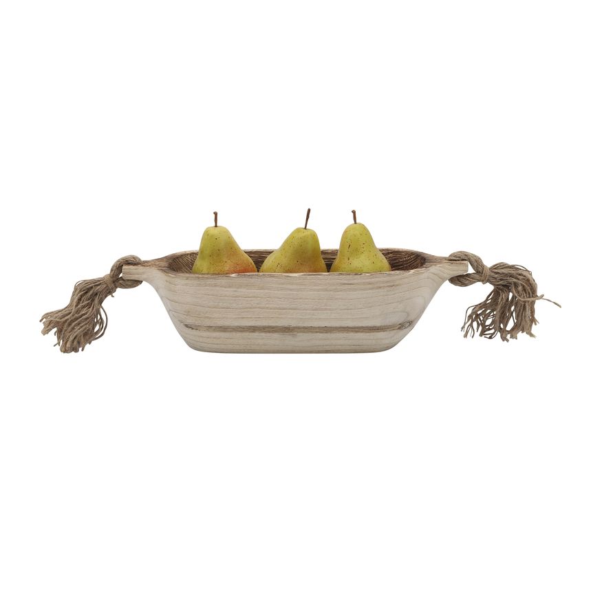 Sagebrook 15" Wood Tray With Tassels - Natural