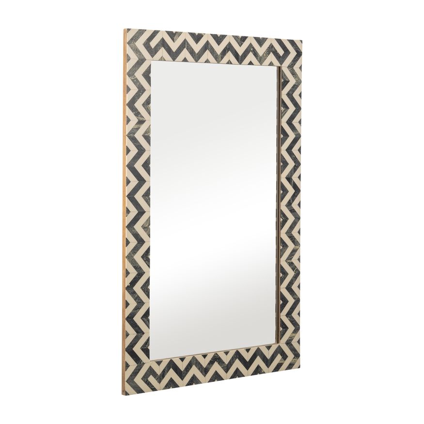 Sagebrook Resin Chevron Rect Mirror - Gray/White