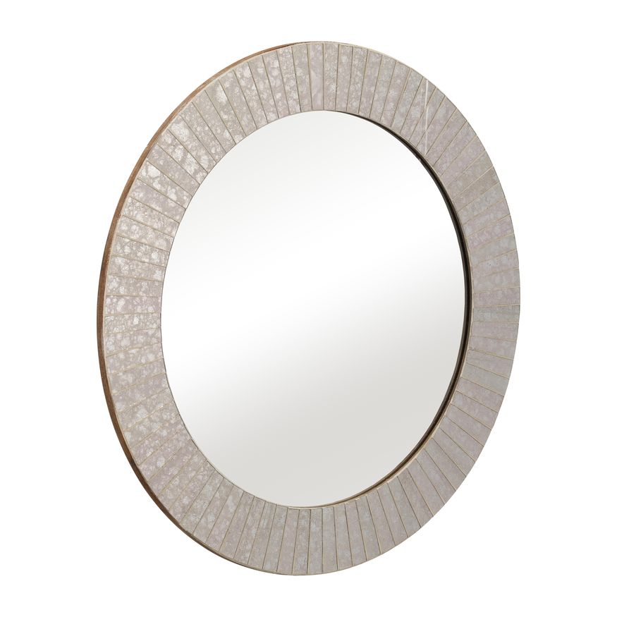 Sagebrook Mosaic Round Tiled Mirror - Champagne